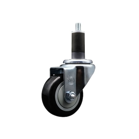 Service Caster 3'' Black Poly Wheel Swivel 1-1/4'' Expanding Stem Caster SCC-EX20S314-PPUB-BLK-114